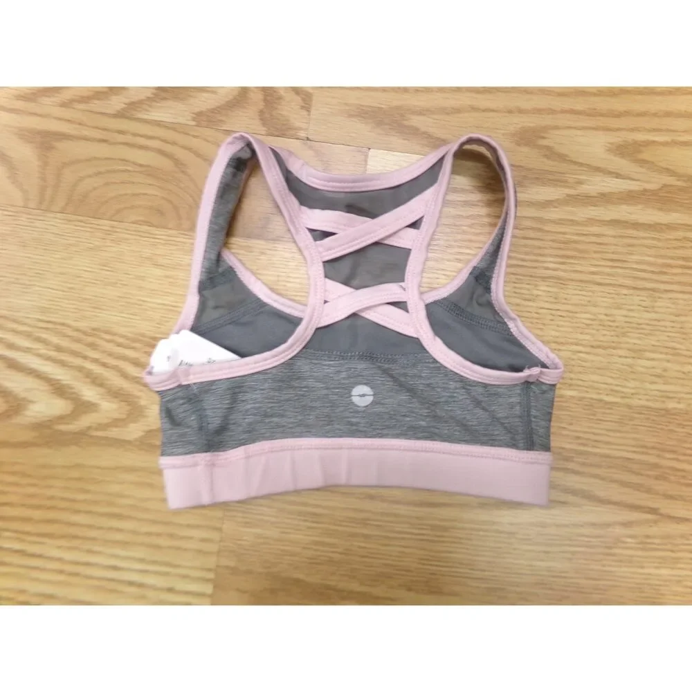 Pre-Owned Dance Sports Bra Top Avia X-Small Child Pink Gray Jazz Cheer Gymnasti